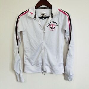 Rare Abercrombie & Fitch Vintage Y2K Full Zip White & Pink Full Zip Jacket